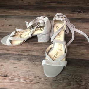 Sam Edelman gray lace up heels